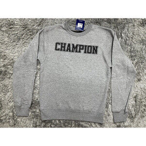 Champion Men's Fleece Crew Neck Sweatshirt Graphic Print In Oxford Grey Size S